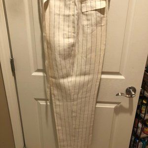 Talbots Navy Stripe Irish Linen Pants